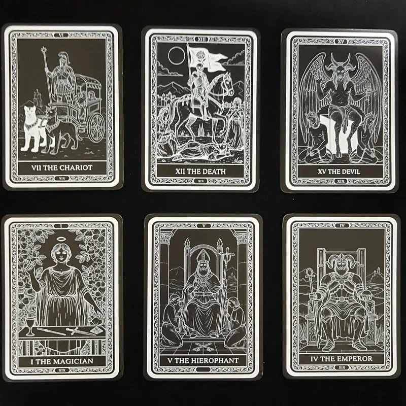 黑卡塔羅牌桌遊撲克遊戲卡牌彩色白墨印製